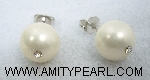 Silver 925 earrings - Shell pearl (white color) 10.5mm with crystal.jpg